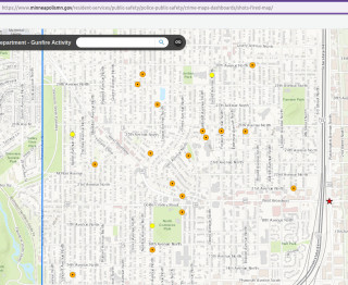 Minneapolis ShotSpotter activation map, 2024 January 29